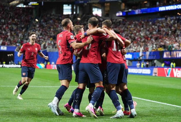 Michal Sadilek (Czechia) scores and celebrates his teams first goal during Chezia and South Africa , Group A FIFA World Cup, WM, Weltmeisterschaft, Fussball 2026, Atlanta Stadium, Atlanta, United States on June 18, 2026. Thor Wegner DeFodi Images. (Photo by DeFodi Images) -
