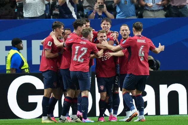 Czechia v South Africa - FIFA World Cup, WM, Weltmeisterschaft, Fussball 2026 - Group A ATLANTA, UNITED STATES - JUNE 18: Michal Sadilek (18) of Czechia celebrates with teammates after scoring a goal during the 2026 FIFA World Cup First Stage Group A match between Czechia and South Africa at Mercedes-Benz Stadium (Atlanta Stadium) in Atlanta, Georgia, United States on June 18, 2026. Evrim Aydin Anadolu Georgia United States. Editorial use only. Please get in touch for any other usage.  Copyright: x2026xAnadoluxEvrimxAydinx