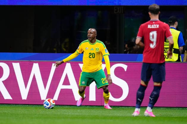 Czechia v South Africa - FIFA World Cup, WM, Weltmeisterschaft, Fussball 2026 - Group A ATLANTA, UNITED STATES - JUNE 18: Khuliso Mudau of South Africa controls the ball during the 2026 FIFA World Cup First Stage Group A match between Czechia and South Africa at Mercedes-Benz Stadium (Atlanta Stadium) in Atlanta, Georgia, United States on June 18, 2026. Jose Hernandez Anadolu Georgia United States. Editorial use only. Please get in touch for any other usage.  Copyright: x2026xAnadoluxJosexHernandezx