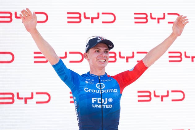 Locarno, Switzerland - JUNE 18: Romain Gregoire of Groupama - FDJ United victory after the stage 2 at the 89th Tour de Suisse 2026 on June 18, 2026 in Locarno, Switzerland. Locarno Switzerland