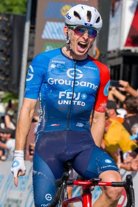 Locarno, Switzerland - JUNE 18: Romain Gregoire of Groupama - FDJ United victory after the stage 2 at the 89th Tour de Suisse 2026 on June 18, 2026 in Locarno, Switzerland. Locarno Switzerland