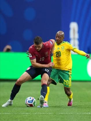 Czechia v South Africa - FIFA World Cup, WM, Weltmeisterschaft, Fussball 2026 - Group A ATLANTA, UNITED STATES - JUNE 18: Patrik Schick (10) of Czechia in action against Khuliso Mudau (20) of South Africa during the 2026 FIFA World Cup First Stage Group A match between Czechia and South Africa at Mercedes-Benz Stadium (Atlanta Stadium) in Atlanta, Georgia, United States on June 18, 2026. Evrim Aydin Anadolu Georgia United States. Editorial use only. Please get in touch for any other usage.  Copyright: x2026xAnadoluxEvrimxAydinx