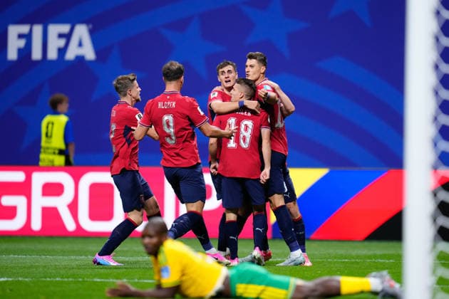 June 18, 2026, Arlington, Texas, United States: Michal Sadilek of Czechia celebrates a goal with teammates during the FIFA World Cup, WM, Weltmeisterschaft, Fussball 2026 Group A match between Czechia and South Africa at Atlanta Stadium on June 18, 2026 in Atlanta, Georgia. Arlington United States - ZUMAa181 20260618_zaa_a181_006 Copyright: xJosexBretonx