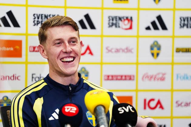 DALLAS, USA 20260618 Sweden s Alexander Bernhardsson during a press conference, PK, Pressekonferenz after the men s national team, Nationalteam s training session on Thursday at Toyota Stadium, ahead of the group stage match against the Netherlands in the World Cup.