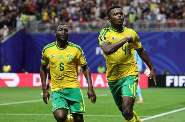 FIFA World Cup, WM, Weltmeisterschaft, Fussball 2026 - Group A - Czechia vs South Africa Teboho Mokoena of South Africa celebrates scoring the 1-1 equalizing goal during the FIFA World Cup 2026 group stage match Czechia against South Africa, in Atlanta, USA, 18 June 2026. ATLANTA United States  Copyright: xRONALDxWITTEKx