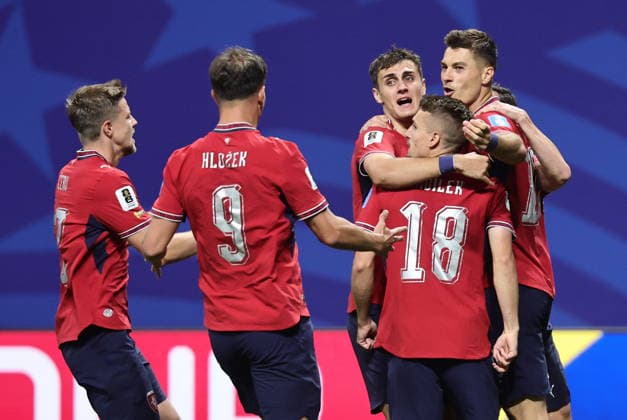FIFA World Cup, WM, Weltmeisterschaft, Fussball 2026 - Group A - Czechia vs South Africa epaselect Michal Sadilek of Czech Republic (2R) celebrates with teammates after scoring the 1-0 opening goal during the FIFA World Cup 2026 group stage match Czechia against South Africa, in Atlanta, USA, 18 June 2026. ATLANTA United States  Copyright: xRONALDxWITTEKx