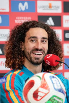 Spain s defender Marc Cucurella reacts during a press conference, PK, Pressekonferenz after a team s training session in Chattanooga, USA, 18 June 2026. Spain s press conference !ACHTUNG: NUR REDAKTIONELLE NUTZUNG!  Copyright: xLavandeiraxjrx GRAF975 20260618-55020638833_1