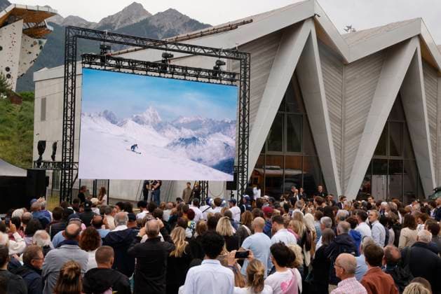 Jeux olympiques PHOTOPQR LA PROVENCE Stephane DUCLET ; Autre ; 18 06 2026 ; Ceremonie de presentation des emblèmes des jeux olympiques et paralympique au parc des sports de Briancon ( Hautes Alpes ). Briancon, France, june 18th 2026 Ceremony for the presentation of the emblems of the Alps 2030 Olympic and Paralympic Games Autre Alpes France  Copyright: xPHOTOPQR LAxPROVENCE MAXPPPxStephanexDUCLETx 20260618PVL3074 20260618PVL3074