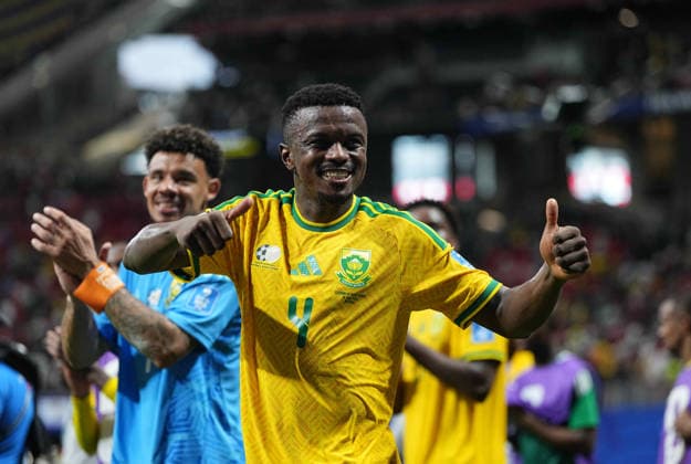 Teboho Mokoena (South Africa) celebrate during Chezia and South Africa , Group A FIFA World Cup, WM, Weltmeisterschaft, Fussball 2026, Atlanta Stadium, Atlanta, United States on June 18, 2026. Thor Wegner DeFodi Images. (Photo by DeFodi Images) -