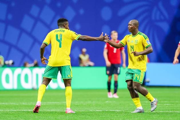 RECORD DATE NOT STATED FIFA World Cup, WM, Weltmeisterschaft, Fussball 2026 - Group A - Czech Republic v South Africa Teboho Mokoena player of South Africa celebrates his goal with Mbekezeli Mbokazi during the match between Czech Republic and South Africa in the second round of Group A of the 2026 FIFA World Cup group stage at Atlanta Stadium, in Georgia, United States, on Thursday, June 18, 2026.(Foto: William Volcov Brazil Photo Press IMAGO) Sports Atlanta GA United States of America Copyright: xWILLIAMxVOLCOVx