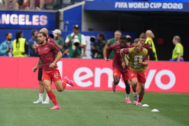 Switzerland v Bosnia and Herzegovina - FIFA World Cup, WM, Weltmeisterschaft, Fussball 2026 - Group B LOS ANGELES, UNITED STATES - JUNE 18: Players of Switzerland warm up prior the 2026 FIFA World Cup First Stage Group B match between Switzerland and Bosnia and Herzegovina at the Los Angeles Stadium (SoFi Stadium) in Inglewood, California, United States on June 18, 2026. Tayfun Coskun Anadolu California United States. Editorial use only. Please get in touch for any other usage.  Copyright: x2026xAnadoluxTayfunxCoskunx