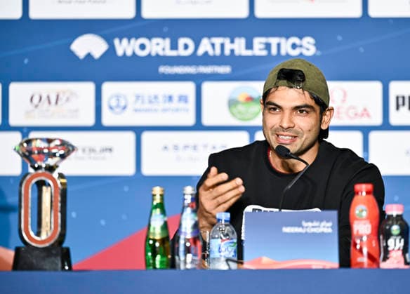 June 18, 2026, Doha, Qatar: Indian javelin thrower Neeraj Chopra, attends a press conference, PK, Pressekonferenz ahead of the Doha Diamond League athletics meeting in Doha. The Doha Diamond League meeting is scheduled to take place on June 19, 2026. Doha Diamond League 2026 Press Conference In Doha - 18 Jun 2026  - ZUMAs197 20260618_aaa_s197_097 Copyright: xNoushadxVariyattiyakkalx