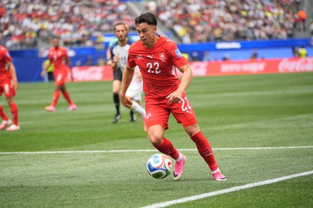 Switzerland v Bosnia and Herzegovina - FIFA World Cup, WM, Weltmeisterschaft, Fussball 2026 - Group B LOS ANGELES, UNITED STATES - JUNE 18: Fabian Rieder of Switzerland in action during the 2026 FIFA World Cup First Stage Group B match between Switzerland and Bosnia and Herzegovina at the Los Angeles Stadium (SoFi Stadium) in Inglewood, California, United States on June 18, 2026. Tayfun Coskun Anadolu California United States. Editorial use only. Please get in touch for any other usage.  Copyright: x2026xAnadoluxTayfunxCoskunx