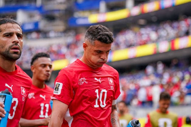 USA: Fußball FIFA World Cup, WM, Weltmeisterschaft, Fussball 2026 Gruppenphase Gruppe B Schweiz vs Bosnien-Herzegowina Los Angeles Stadium SoFi Stadium (Inglewood, Los Angeles County, Kalifornien): Granit Xhaka (Schweiz, 10)