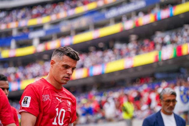 USA: Fußball FIFA World Cup, WM, Weltmeisterschaft, Fussball 2026 Gruppenphase Gruppe B Schweiz vs Bosnien-Herzegowina Los Angeles Stadium SoFi Stadium (Inglewood, Los Angeles County, Kalifornien): Granit Xhaka (Schweiz, 10)