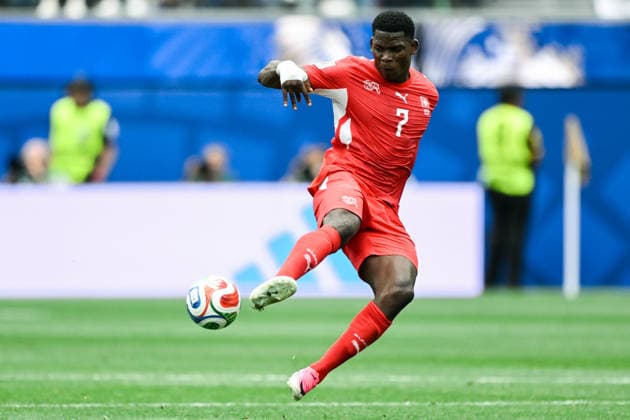 Breel Embolo of Switzerland passes the ball during a FIFA Men’s World Cup 2026 Group Stage football match between Switzerland and Bosnia and Herzegovina at Los Angeles Stadium, in Inglewood on June 18th 2026 (Photo by Nayra Halm SPP)  Copyright: xNayraxHalm SPPx Sportspressphoto_SPR170030