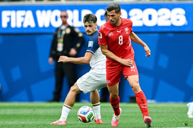 Remo Freuler of Switzerland runs with the ball during a FIFA Men’s World Cup 2026 Group Stage football match between Switzerland and Bosnia and Herzegovina at Los Angeles Stadium, in Inglewood on June 18th 2026 (Photo by Nayra Halm SPP)  Copyright: xNayraxHalm SPPx Sportspressphoto_SPR170033