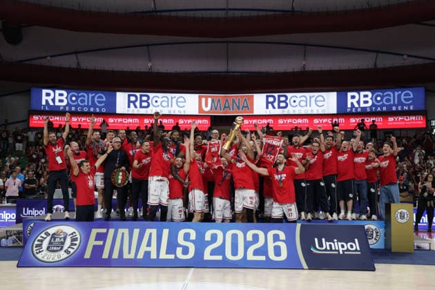 June 18, 2026, Venezia, Veneto, Italy: The celebration of EA7 Emporio Armani after winning the championship during Italian LBA basket final between Umana Reyer Venezia and EA7 Emporio Armani Milano at Taliercio on June 18th, 2026, Venezia, Italy. Venezia Italy - ZUMAr199 20260618_zsp_r199_053 Copyright: xMattiaxRadonix