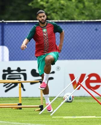 Ismael Saibari of Morocco Morocco Training, 2026 FIFA World Cup, WM, Weltmeisterschaft, Fussball Football, Revolution Training Centre, Foxborough, Massachusetts, USA - 18 Jun 2026Charlotte Atrium Health Performance Park United States of America EDITORIAL USE ONLY No use with unauthorised audio, video, data, fixture lists, club league logos or live services. Online in-match use limited to 120 images, no video emulation. No use in betting, games or single club league player publications.  Copyright: xMichaelxZemanek Shutterstockx 16934887b