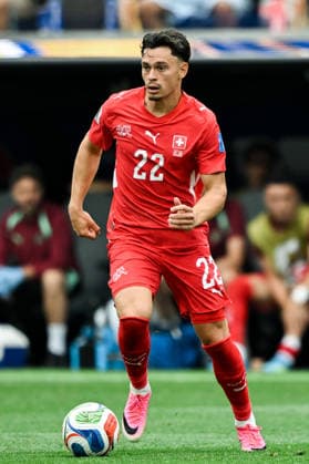 Fabian Rieder of Switzerland runs with the ball during a FIFA Men’s World Cup 2026 Group Stage football match between Switzerland and Bosnia and Herzegovina at Los Angeles Stadium, in Inglewood on June 18th 2026 (Photo by Nayra Halm SPP)  Copyright: xNayraxHalm SPPx Sportspressphoto_SPR170061