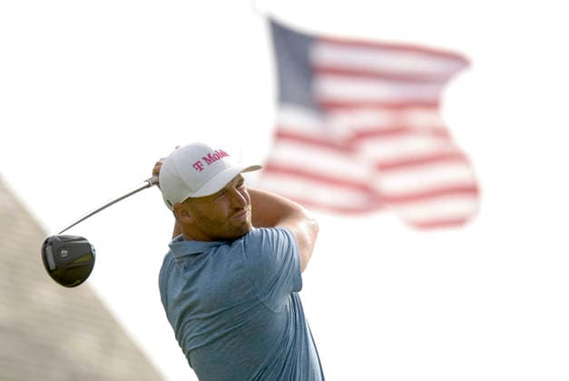 Wyndham Clark tees off on the 14th hole during the first round of the 126th U.S. Open Golf Championship at Shinnecock Hills Golf Club in Southampton, NY, on Thursday, June 18, 2026.  NYC20260618890 JOHNxANGELILLO