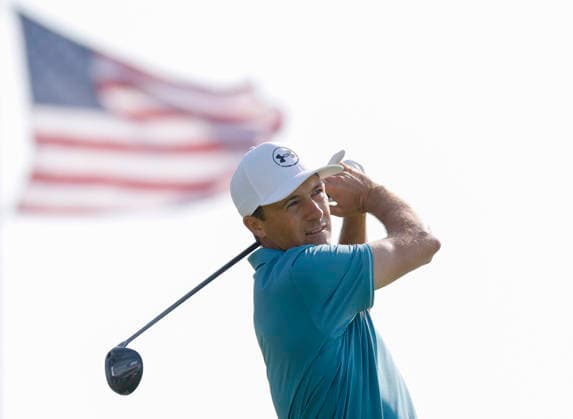 Jordan Spieth tees off on the 14th hole during the first round of the 126th U.S. Open Golf Championship at Shinnecock Hills Golf Club in Southampton, NY, on Thursday, June 18, 2026.  NYC20260618895 JOHNxANGELILLO