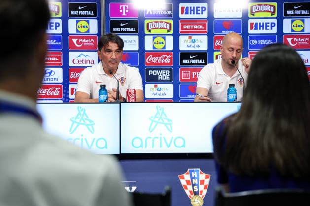 Croatia Training And press conference, PK, Pressekonferenz - FIFA World Cup, WM, Weltmeisterschaft, Fussball 2026 Head Coach of Croatia Zlatko Dalic speaks with a media during the press conference of Croatia National Football Team at training centre at Episcopal High School on June 18, 2026 in Alexandria, Virginia.  IgorxKralj PIXSELL