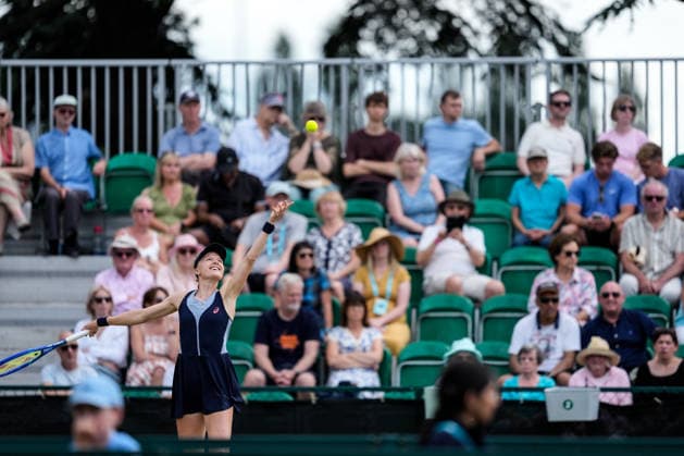 Lexus Nottingham Open - Day Four Harriet Dart competes during the quarterfinal doubles match at the 2026 Lexus Nottingham Open Women s tennis tournament at the Nottingham Tennis Centre in Nottingham, England, on June 18, 2026. Nottingham Great Britain United Kingdom  Copyright: xOwenxHammondx originalFilename:hammond-2026lexu260618_npP4u.jpg