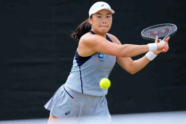 Lexus Nottingham Open - Day Four Janice Tjen competes during a quarterfinal doubles match at the 2026 Lexus Nottingham Open Women s tennis tournament at the Nottingham Tennis Centre in Nottingham, England, on June 18, 2026. Nottingham Great Britain United Kingdom  Copyright: xOwenxHammondx originalFilename:hammond-2026lexu260618_npvmX.jpg