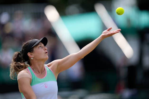 Lexus Nottingham Open - Day Four Jesika Maleckova competes during the quarterfinal doubles match at the 2026 Lexus Nottingham Open Women s tennis tournament at the Nottingham Tennis Centre in Nottingham, England, on June 18, 2026. Nottingham Great Britain United Kingdom  Copyright: xOwenxHammondx originalFilename:hammond-2026lexu260618_npVue.jpg