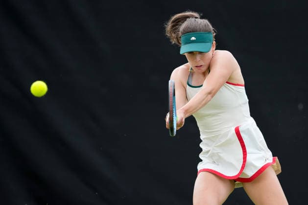 Lexus Nottingham Open - Day Four Maia Lumsden competes during the quarterfinal doubles match at the 2026 Lexus Nottingham Open Women s tennis tournament at the Nottingham Tennis Centre in Nottingham, England, on June 18, 2026. Nottingham Great Britain United Kingdom  Copyright: xOwenxHammondx originalFilename:hammond-2026lexu260618_npfsO.jpg