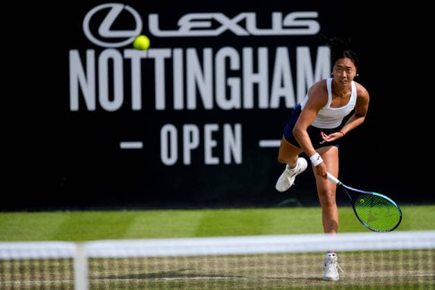 Lexus Nottingham Open - Day Four Ann Li competes during the Round of 16 singles match at the 2026 Lexus Nottingham Open Women s tennis tournament at the Nottingham Tennis Centre in Nottingham, England, on June 18, 2026. Nottingham Great Britain United Kingdom  Copyright: xOwenxHammondx originalFilename:hammond-2026lexu260618_npcme.jpg