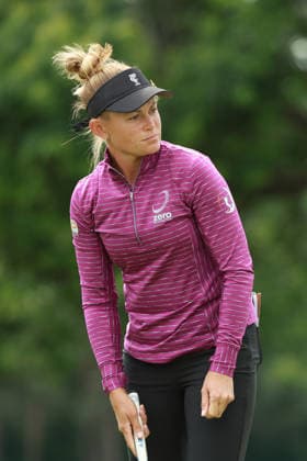 Meijer LPGA, Golf Damen Classic BELMONT, MICHIGAN - JUNE 18: Jessica Porvasnik of the United States reacts to her putt on the 9th green during the first round of the Meijer LPGA Classic for Simply Give golf tournament at Blythefield Country Club in Belmont, MI, USA Thursday, June 18, 2026. Belmont Michigan United States  Copyright: xJorgexLemusx originalFilename:lemus-meijerlp260618_np3Bo.jpg