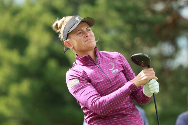 Meijer LPGA, Golf Damen Classic BELMONT, MICHIGAN - JUNE 18: Jessica Porvasnik of the United States plays her tee shot on the 9th hole during the first round of the Meijer LPGA Classic for Simply Give golf tournament at Blythefield Country Club in Belmont, MI, USA Thursday, June 18, 2026. Belmont Michigan United States  Copyright: xJorgexLemusx originalFilename:lemus-meijerlp260618_npBPL.jpg