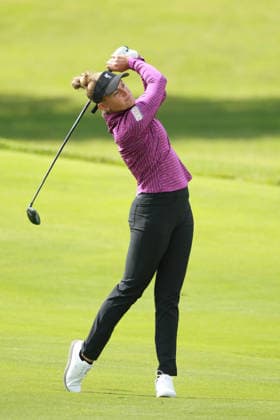 Meijer LPGA, Golf Damen Classic BELMONT, MICHIGAN - JUNE 18: Jessica Porvasnik of the United States plays her shot on the 8th hole during the first round of the Meijer LPGA Classic for Simply Give golf tournament at Blythefield Country Club in Belmont, MI, USA Thursday, June 18, 2026. Belmont Michigan United States  Copyright: xJorgexLemusx originalFilename:lemus-meijerlp260618_npFjU.jpg