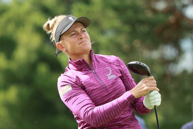 Meijer LPGA, Golf Damen Classic BELMONT, MICHIGAN - JUNE 18: Jessica Porvasnik of the United States plays her tee shot on the 9th hole during the first round of the Meijer LPGA Classic for Simply Give golf tournament at Blythefield Country Club in Belmont, MI, USA Thursday, June 18, 2026. Belmont Michigan United States  Copyright: xJorgexLemusx originalFilename:lemus-meijerlp260618_npuWX.jpg