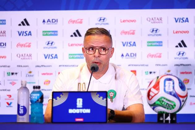Mohamed Ouahbi head coach of Morocco Morocco press conference, PK, Pressekonferenz 2026 FIFA World Cup, WM, Weltmeisterschaft, Fussball Football, Boston Stadium, Foxborough, Massachusetts, USA - 18 Jun 2026Charlotte Atrium Health Performance Park United States of America EDITORIAL USE ONLY No use with unauthorised audio, video, data, fixture lists, club league logos or live services. Online in-match use limited to 120 images, no video emulation. No use in betting, games or single club league player publications.  Copyright: xMichaelxZemanek Shutterstockx 16934884l