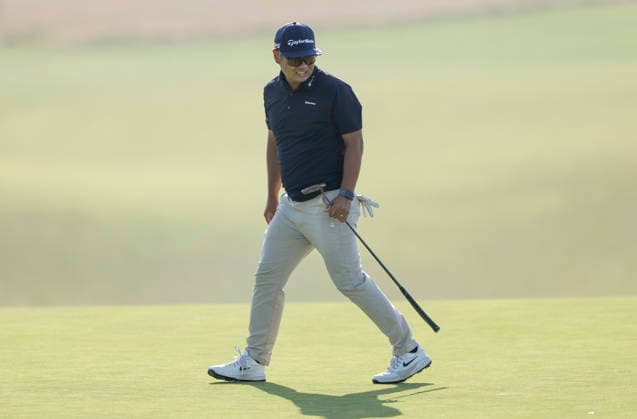 Ryo Hisatsune of Japan lines up a putt on the 9th green during the first round of the 126th U.S. Open Golf Championship at Shinnecock Hills Golf Club in Southampton, NY, on Thursday, June 18, 2026.  NYC20260618902 JOHNxANGELILLO
