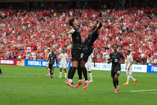 Canada v Qatar - FIFA World Cup, WM, Weltmeisterschaft, Fussball 2026 - Group B VANCOUVER, CANADA - JUNE 18: Jonathan David (10) of Canada celebrates after scoring a goal during the 2026 FIFA World Cup First Stage Group B match between Canada and Qatar at BC Place Stadium in Vancouver, Canada on June 18, 2026. Ercin Erturk Anadolu British Columbia Canada. Editorial use only. Please get in touch for any other usage.  Copyright: x2026xAnadoluxErcinxErturkx