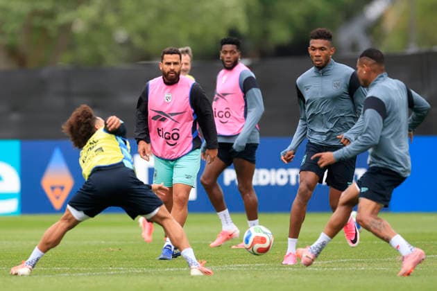 Players of Panama participate in a training session at the Nottawasaga sports complex in Ontario, Canada, 18 June 2026. Panama s national team, Nationalteam training in Canada !ACHTUNG: NUR REDAKTIONELLE NUTZUNG!  Copyright: xBienvenidoxVelascox GR5012 20260618-55020640807_1