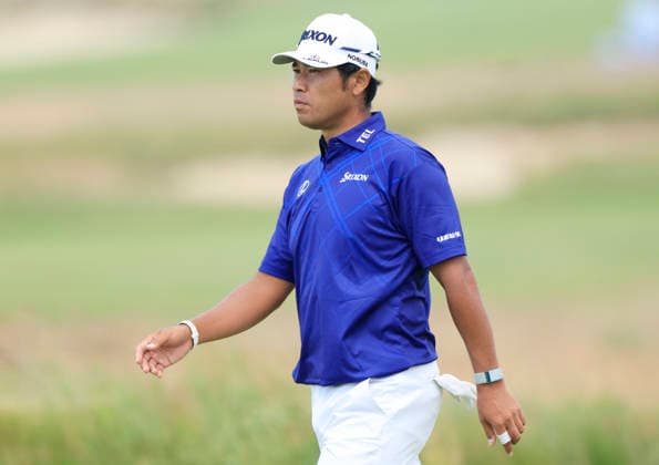 Hideki Matsuyama of Japan walks up the 1st fairway during the first round of the 126th U.S. Open Golf Championship at Shinnecock Hills Golf Club in Southampton, NY, on Thursday, June 18, 2026.  NYC20260618918 COREYxSIPKIN