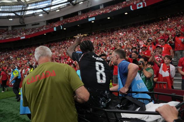 Canada v Qatar - FIFA World Cup, WM, Weltmeisterschaft, Fussball 2026 - Group B VANCOUVER, CANADA - JUNE 18: Ismael Kone of Canada is carried away after he got injured in his leg during the 2026 FIFA World Cup First Stage Group B match between Canada and Qatar at BC Place Stadium in Vancouver, Canada on June 18, 2026. Ercin Erturk Anadolu British Columbia Canada. Editorial use only. Please get in touch for any other usage.  Copyright: x2026xAnadoluxErcinxErturkx