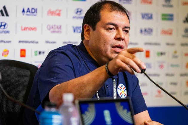 Fernando Ortiz, the press officer for the Paraguayan national team, Nationalteam speaks at a press conference, PK, Pressekonferenz in San Francisco, California, United States, 18 June 2026. Panama National Team Training in San Francisco !ACHTUNG: NUR REDAKTIONELLE NUTZUNG!  Copyright: xMIGUELxGUTIÉRREZx GR5028 20260618-55020640946_1