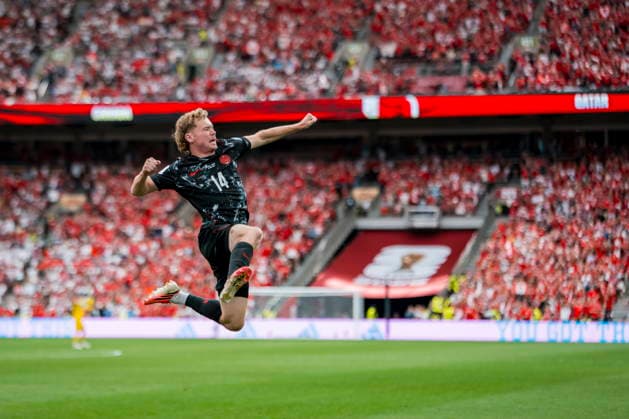 FIFA World Cup, WM, Weltmeisterschaft, Fussball 2026 - Group B - Canada vs Qatar Canada forward Promise David celebrates his goal during the FIFA World Cup 2026 group stage match between Canada and Qatar in Vancouver, Canada, 18 June 2026. VANCOUVER Canada  Copyright: xBOBxFRIDx