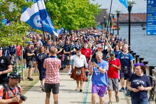 The Scotland fans Tartan Army march to support their team during the 2026 FIFA World Cup, WM, Weltmeisterschaft, Fussball The Tartan Army marches in downtown Providence, Rhode Island, USA, 18 June 2026. Scotland takes on Morocco in a Group C match 19 June at Boston Stadium. PROVIDENCE RHODE ISLAND USA  Copyright: xGREGxM.xCOOPERx