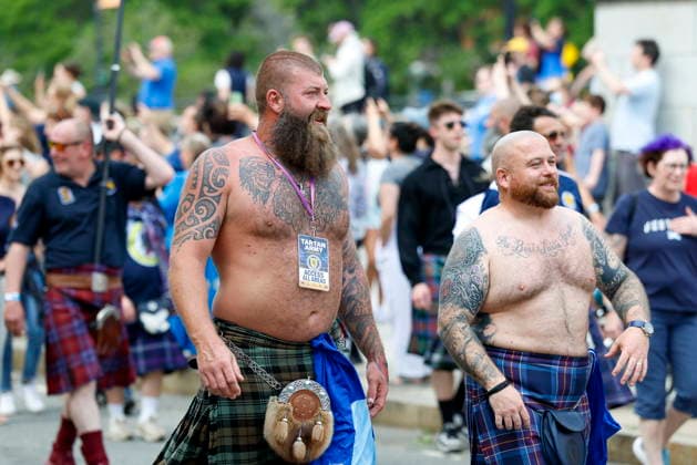 The Scotland fans Tartan Army march to support their team during the 2026 FIFA World Cup, WM, Weltmeisterschaft, Fussball Members of the Tartan Army march in Providence, Rhode Island, USA, 18 June 2026. Scotland takes on Morocco in a Group C match 19 June at Boston Stadium. PROVIDENCE RHODE ISLAND USA  Copyright: xGREGxM.xCOOPERx