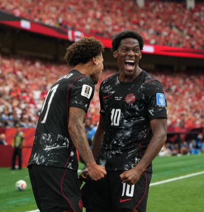 Canada v Qatar - FIFA World Cup, WM, Weltmeisterschaft, Fussball 2026 - Group B VANCOUVER, CANADA - JUNE 18: Canada s Jonathan David (10) celebrates after scoring during the 2026 FIFA World Cup Group B match between Canada and Qatar at BC Place Stadium in Vancouver, Canada, on June 18, 2026. Ercin Erturk Anadolu Vancouver Canada. Editorial use only. Please get in touch for any other usage.  Copyright: x2026xAnadoluxErcinxErturkx