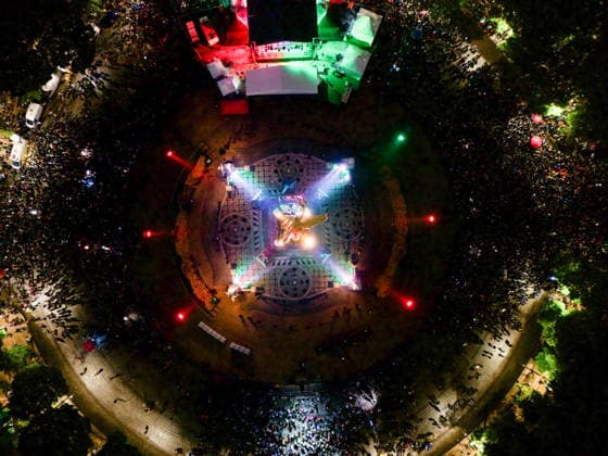 FIFA World Cup, WM, Weltmeisterschaft, Fussball 2026 - Group A - Mexico vs South Korea An aerial photo shows Mexican soccer fans celebrating their victory over South Korea at the Angel of Independence, during the 2026 FIFA World Cup in Mexico City, Mexico, 18 June 2026. MEXICO CITY Mexico  Copyright: xTomásxPérezx