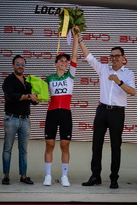 LONGO BORGHINI Elisa: Tour de Suisse - Women 2026 - 2. Stage LONGO BORGHINI Elisa ( ITA ) UAE Team ADQ Stage Winner - Award Ceremony Medal Ceremony Podium - Hochformat hoch vertikal Portrait - Event Veranstaltung: Tour de Suisse - 2. Stage - Elite Women - Category Kategorie: Cycling - Road cycling, Rad, Radsport, Strasse - Cycling Tour - Elite Women - WWT - Location Ort: Europe Switzerland - Start & Finish: Locarno - Discipline: Road Race ( RR ) - Cycling Tour - Distance: 105,6 km - Date Datum: 18.06.2026 Thursday -