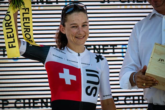 FUCHS Lea: Tour de Suisse - Women 2026 - 2. Stage FUCHS Lea ( SUI ) Swiss Cycling Rider of the day - Award Ceremony Medal Ceremony Podium - Querformat - quer - horizontal - Landscape - Event Veranstaltung: Tour de Suisse - 2. Stage - Elite Women - Category Kategorie: Cycling - Road cycling, Rad, Radsport, Strasse - Cycling Tour - Elite Women - WWT - Location Ort: Europe Switzerland - Start & Finish: Locarno - Discipline: Road Race ( RR ) - Cycling Tour - Distance: 105,6 km - Date Datum: 18.06.2026 Thursday -